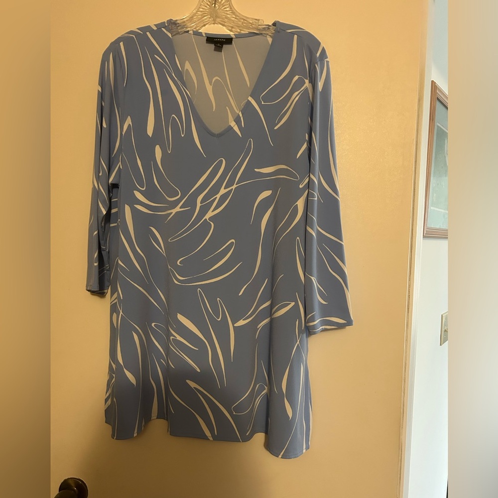 Alfani Blue and White Tunic Top